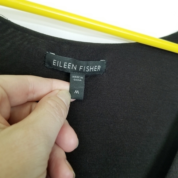 EILEEN FISHER Black Faux Wrap Tank Midi Dress Size Medium - Picture 9 of 13